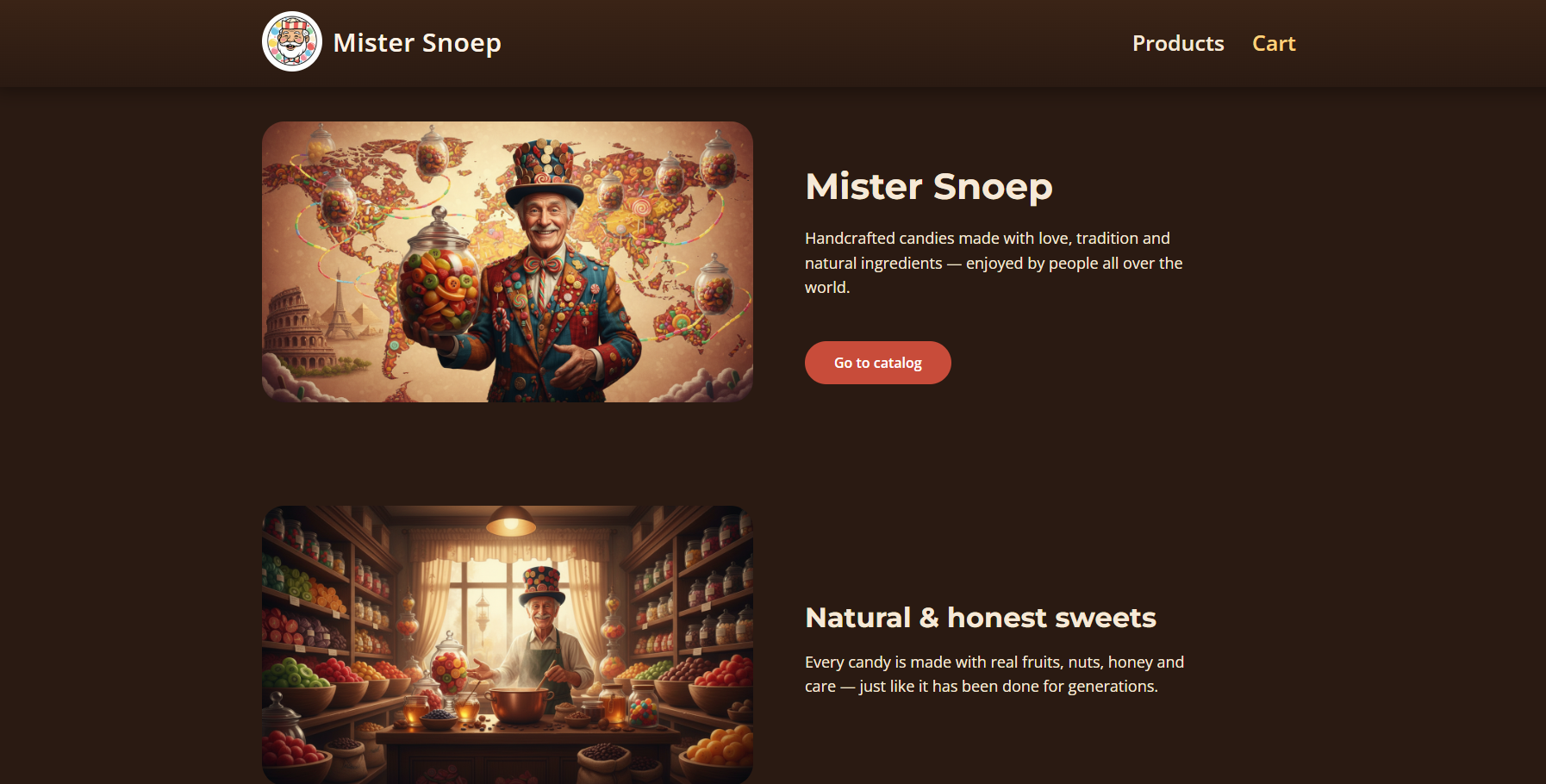 Mister Snoep webshop homepage