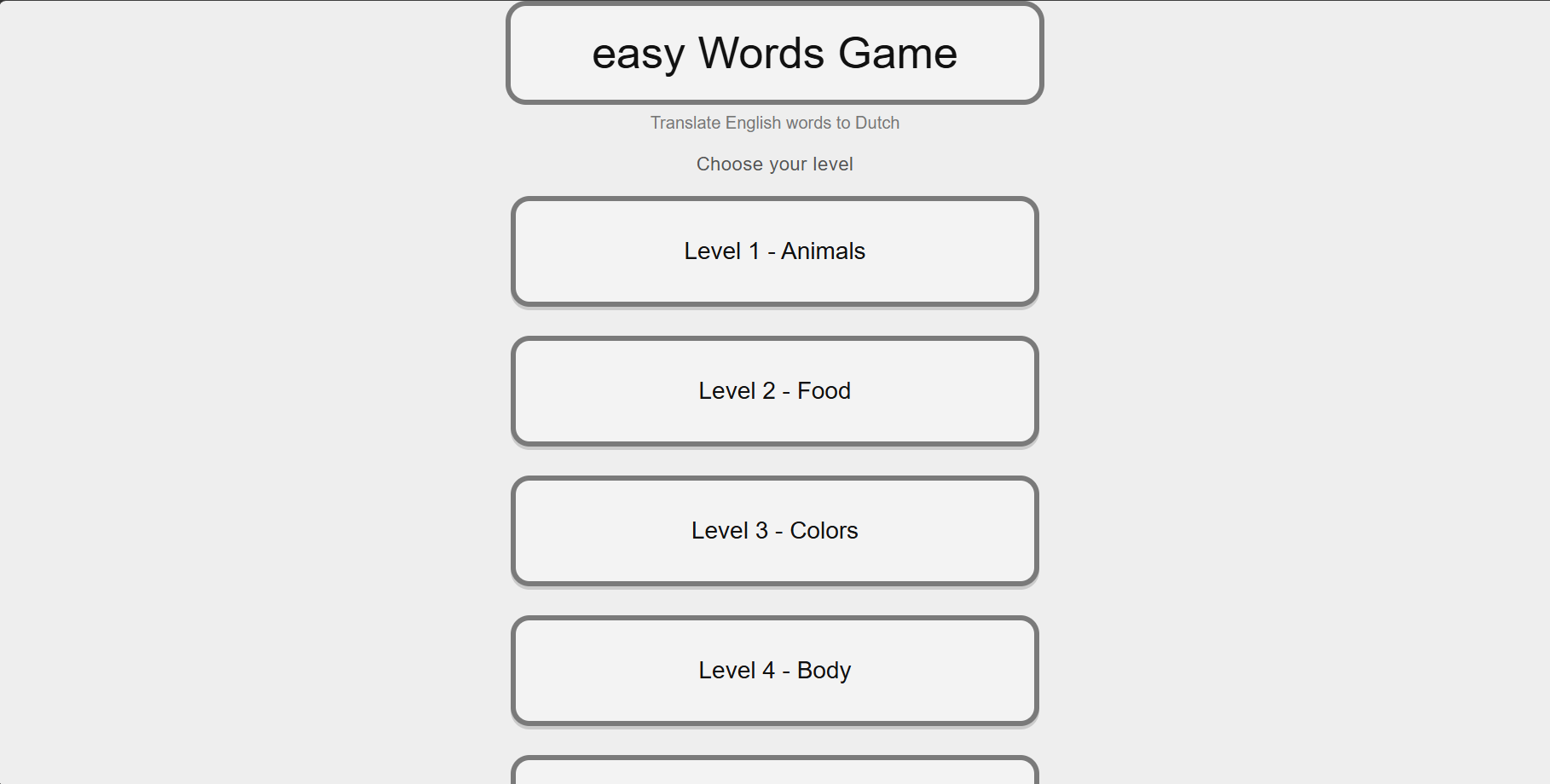 Animals Quiz Game interface